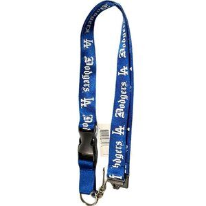 LOS ANGELES DODGERS 2-Sided Lanyard Keychain Old English Font Design Licensed